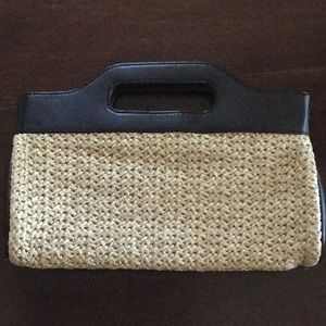 Small ann taylor loft straw clutch